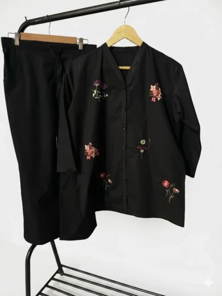 Noir V Embroidered Coord Set